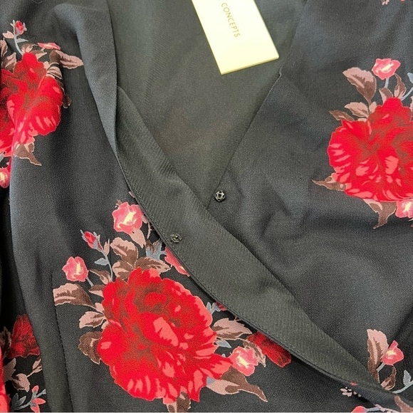 NWT Collective Concept (Nordstrom) Flutter Faux Wrap Dress Small Navy Floral - Picture 13 of 13